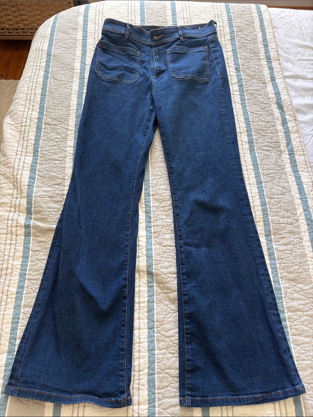LOFT Dark Blue Flare Jeans for Women
